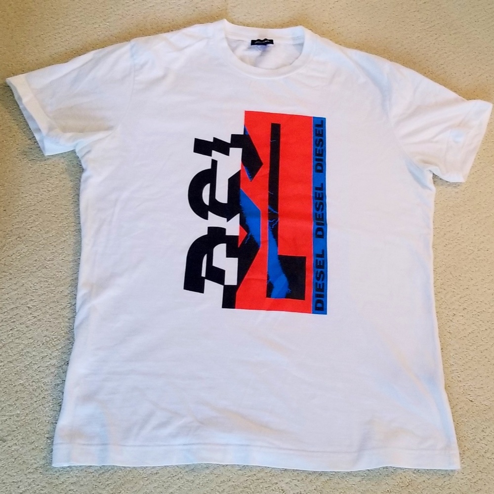 Diesel's mens short sleeve white shirt in Large